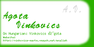 agota vinkovics business card